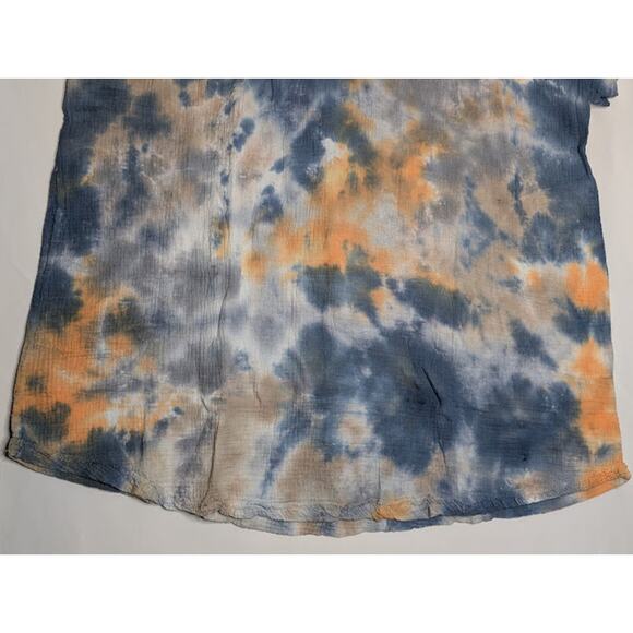 EASEL Womens 100% Cotton Tie Dye short sleeve gauzy tunic Shirt size Large NWT - Picture 2 of 7